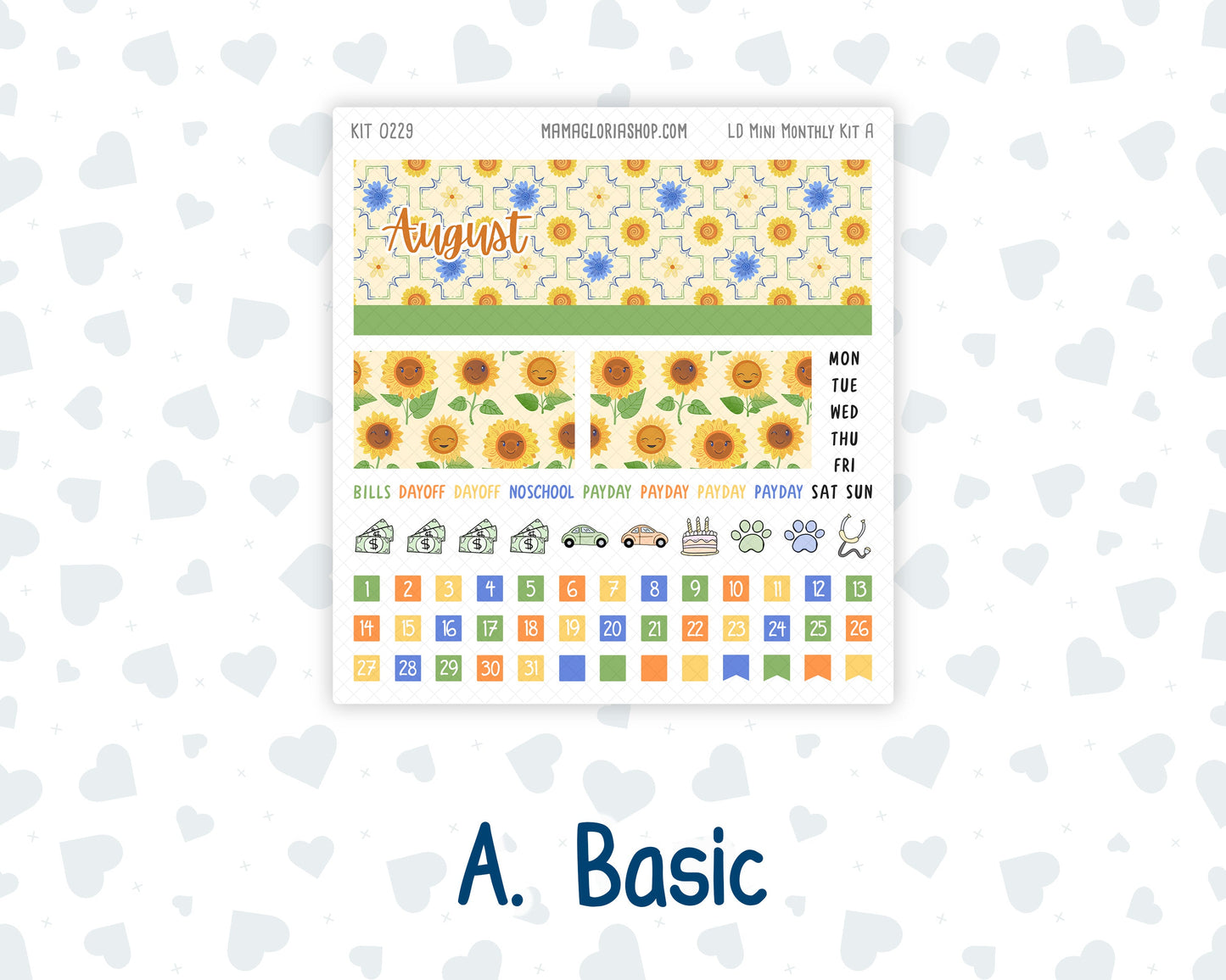 Kit 0229 - Laurel Denise Mini - Monthly Kit - August - Golden Faces