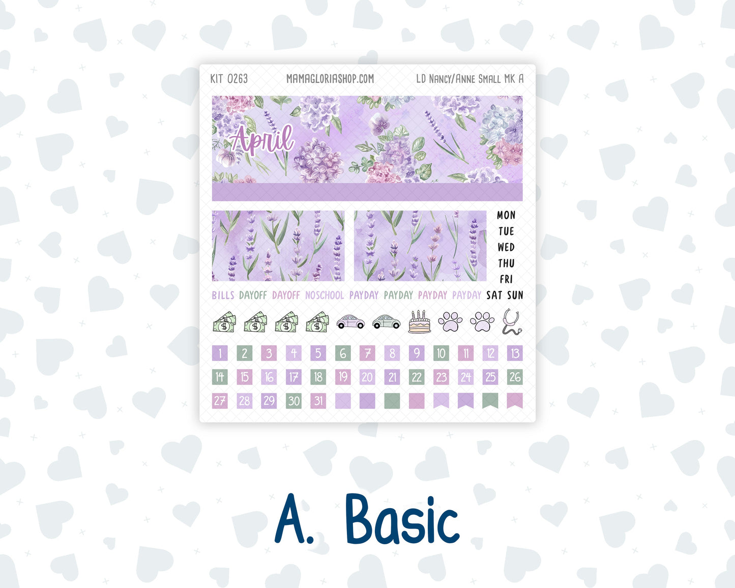 Kit 0263 - Laurel Denise Nancy/Anne Small - Monthly Kit - April - Lavender Drift