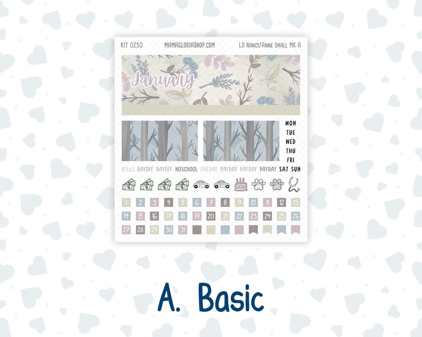 Kit 0250 - Laurel Denise Nancy/Anne Small - Monthly Kit - Quiet January