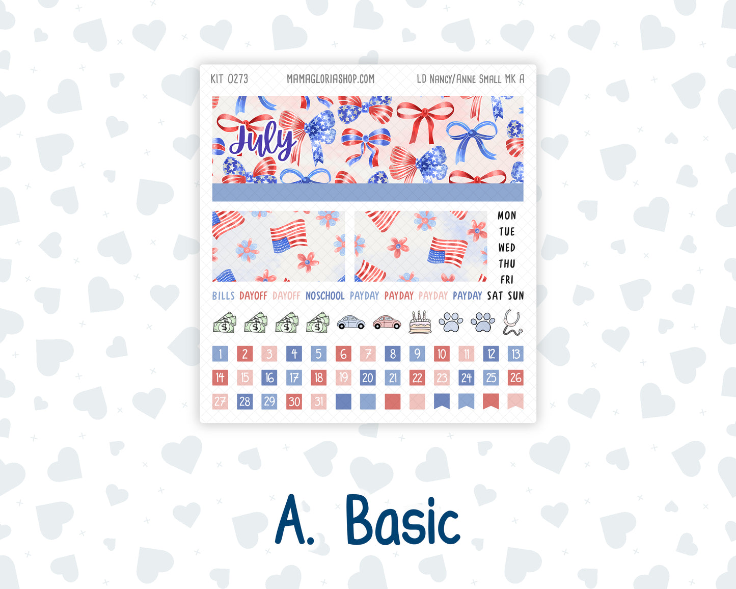 Kit 0273 - Laurel Denise Nancy/Anne Small - Monthly Kit - July - Americana In Bloom
