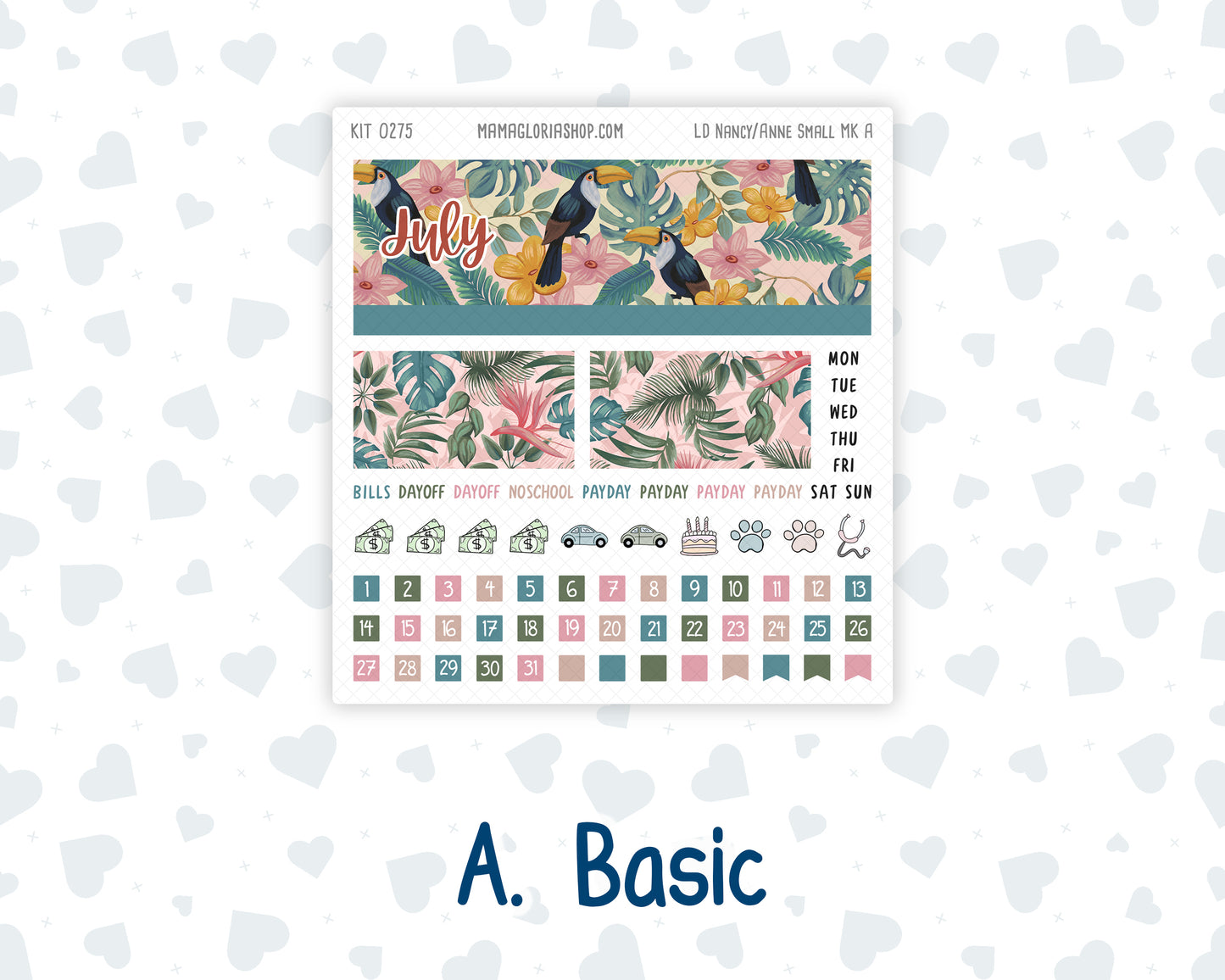Kit 0275 - Laurel Denise Nancy/Anne Small - Monthly Kit - July - Tropical Safari Blush
