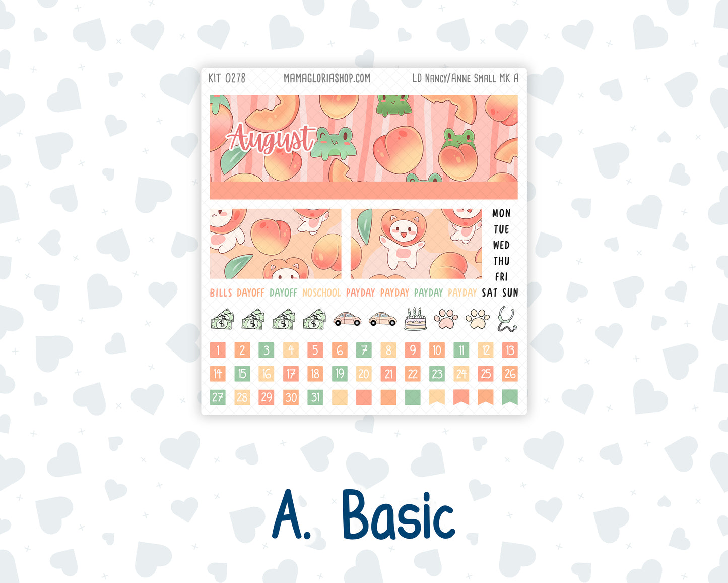 Kit 0278 - Laurel Denise Nancy/Anne Small - Monthly Kit - August - Oops, All Peaches