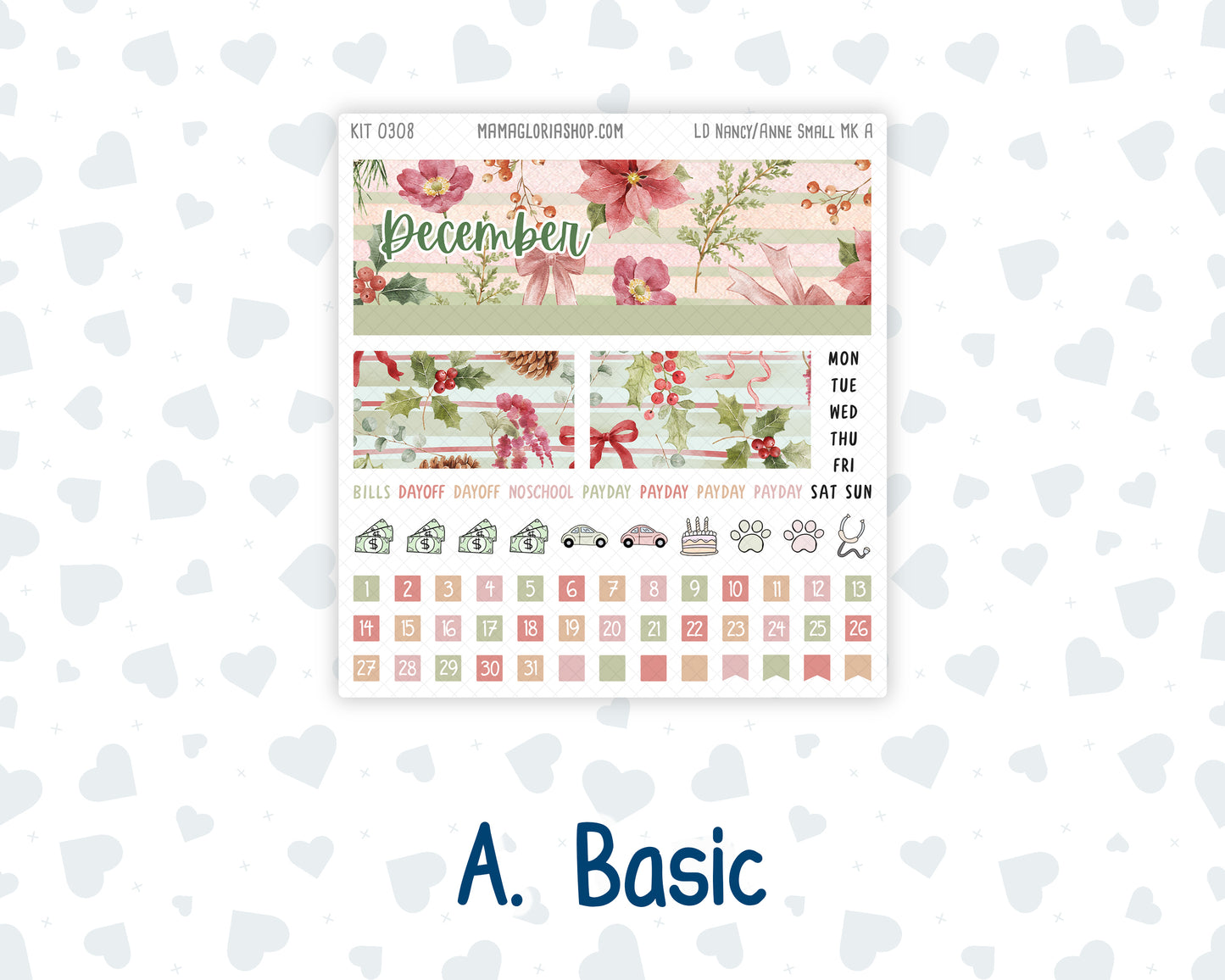Kit 0308 - Laurel Denise Nancy/Anne Small - Monthly Kit - December - Knit & Holly