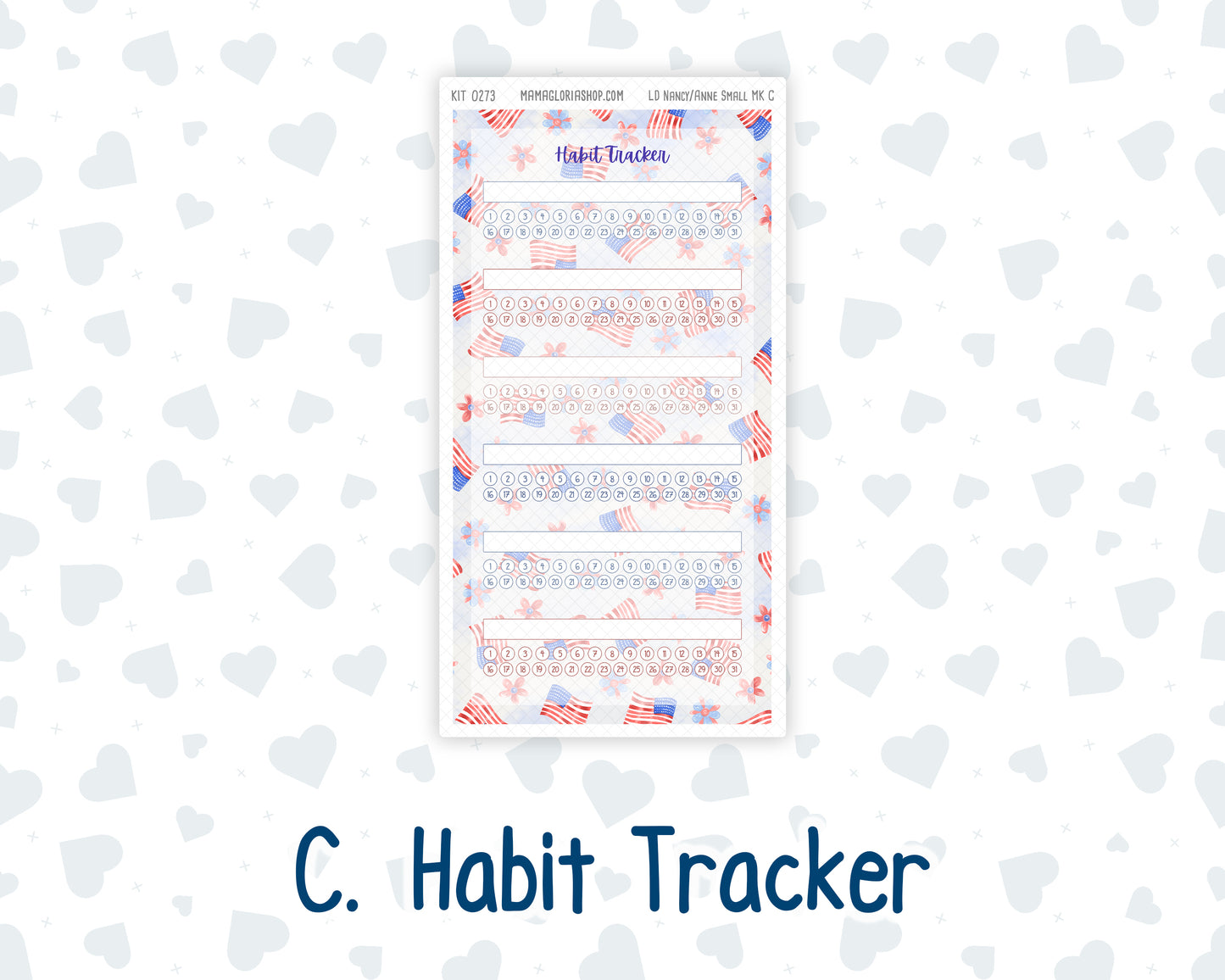Kit 0273 - Laurel Denise Nancy/Anne Small - Monthly Kit - July - Americana In Bloom
