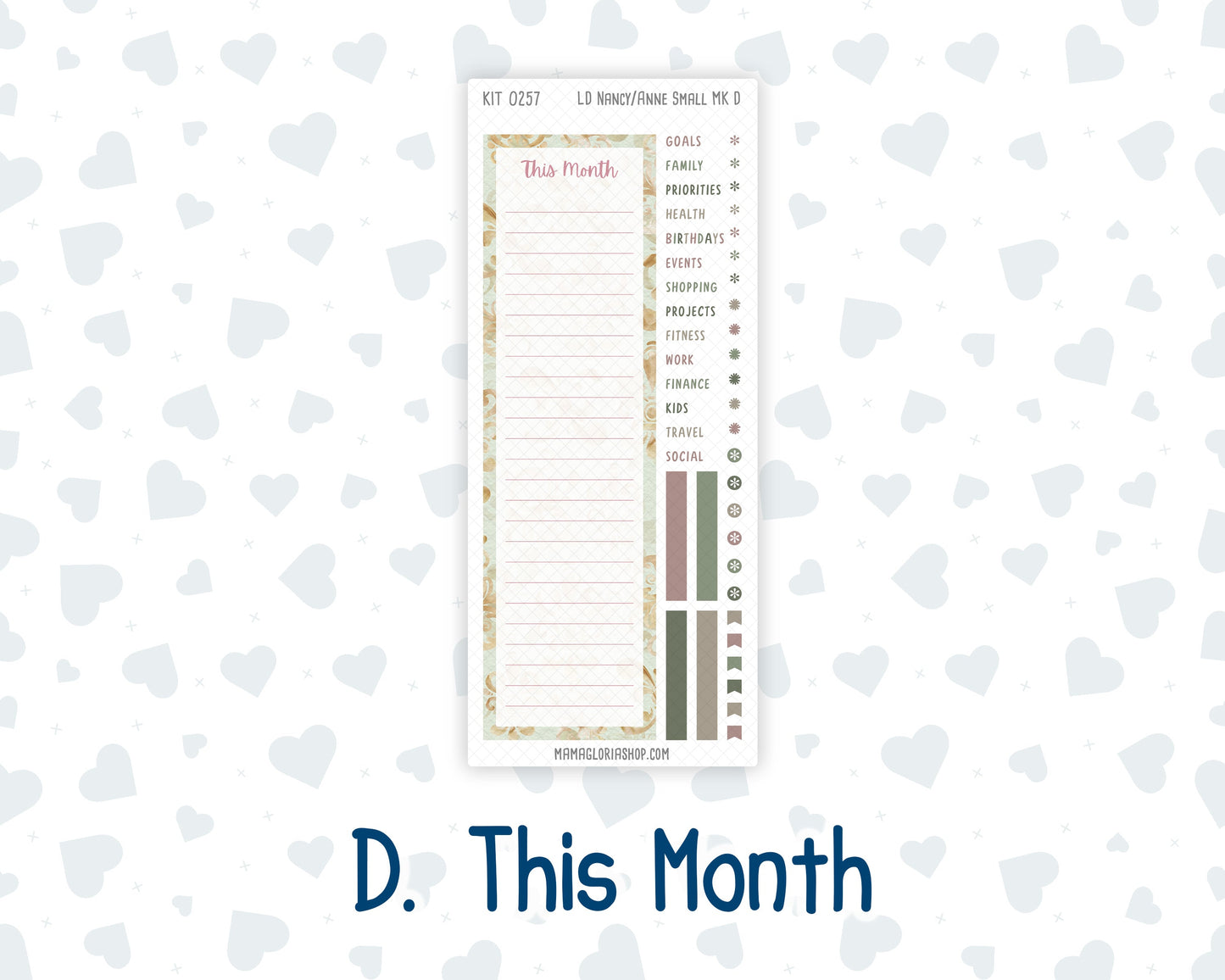 Kit 0257 - Laurel Denise Nancy/Anne Small - Monthly Kit - March - Blush Garden