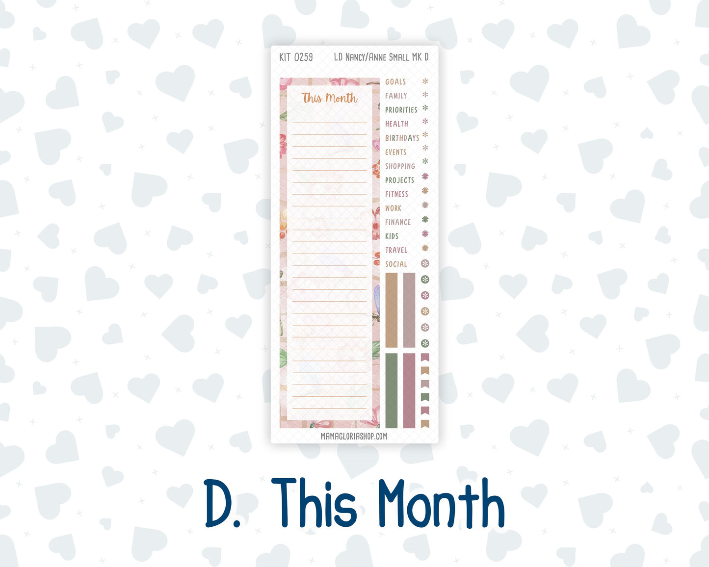 Kit 0259 - Laurel Denise Nancy/Anne Small - Monthly Kit - March - Spring Garden Chores