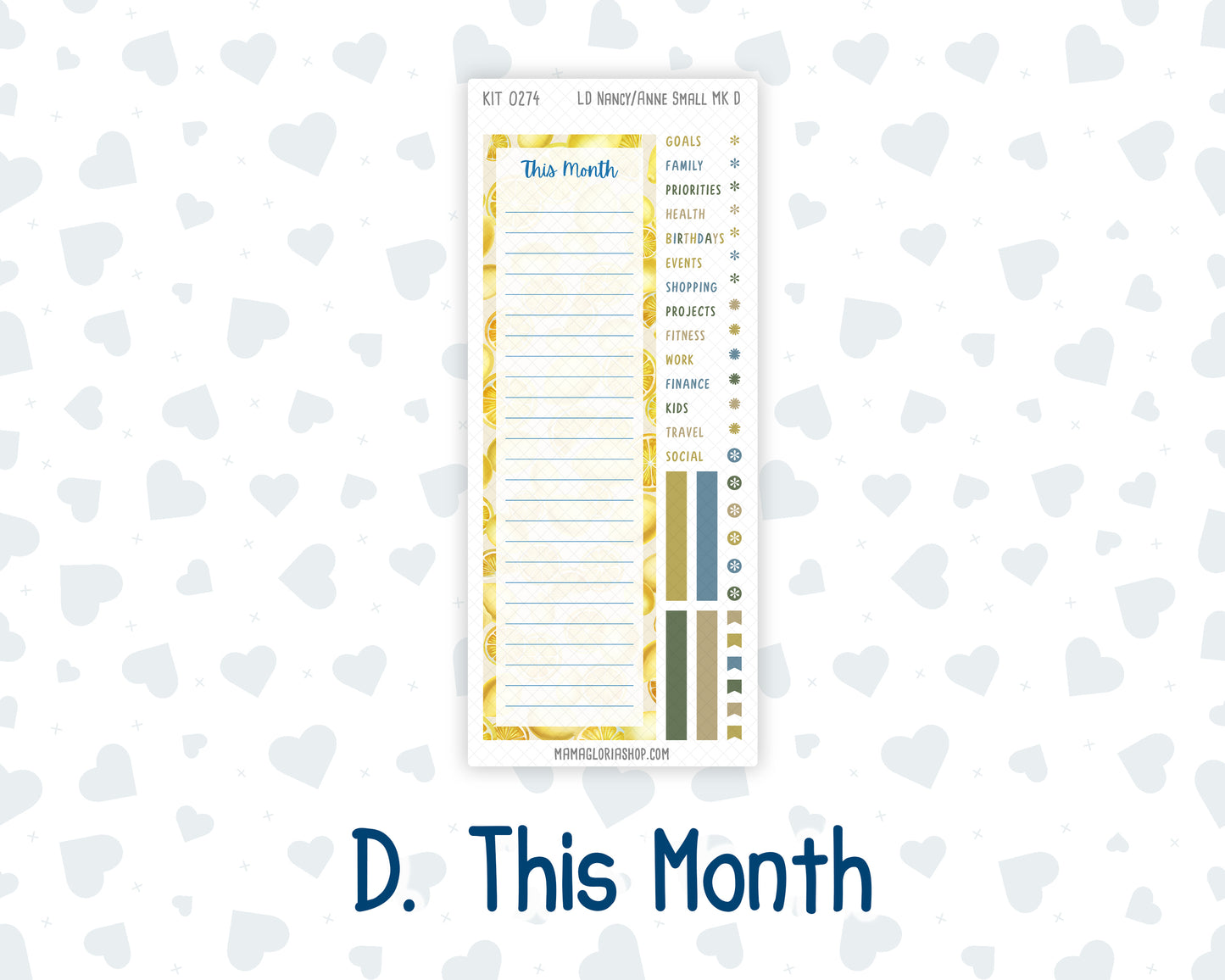 Kit 0274 - Laurel Denise Nancy/Anne Small - Monthly Kit - July - Sunny Lemon Shore