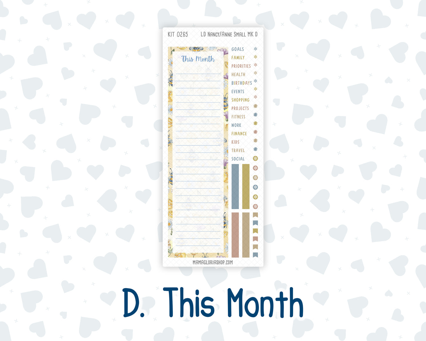 Kit 0265 - Laurel Denise Nancy/Anne Small - Monthly Kit - May - Honeybee Sky