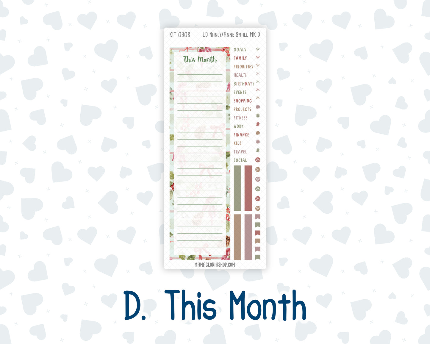 Kit 0308 - Laurel Denise Nancy/Anne Small - Monthly Kit - December - Knit & Holly