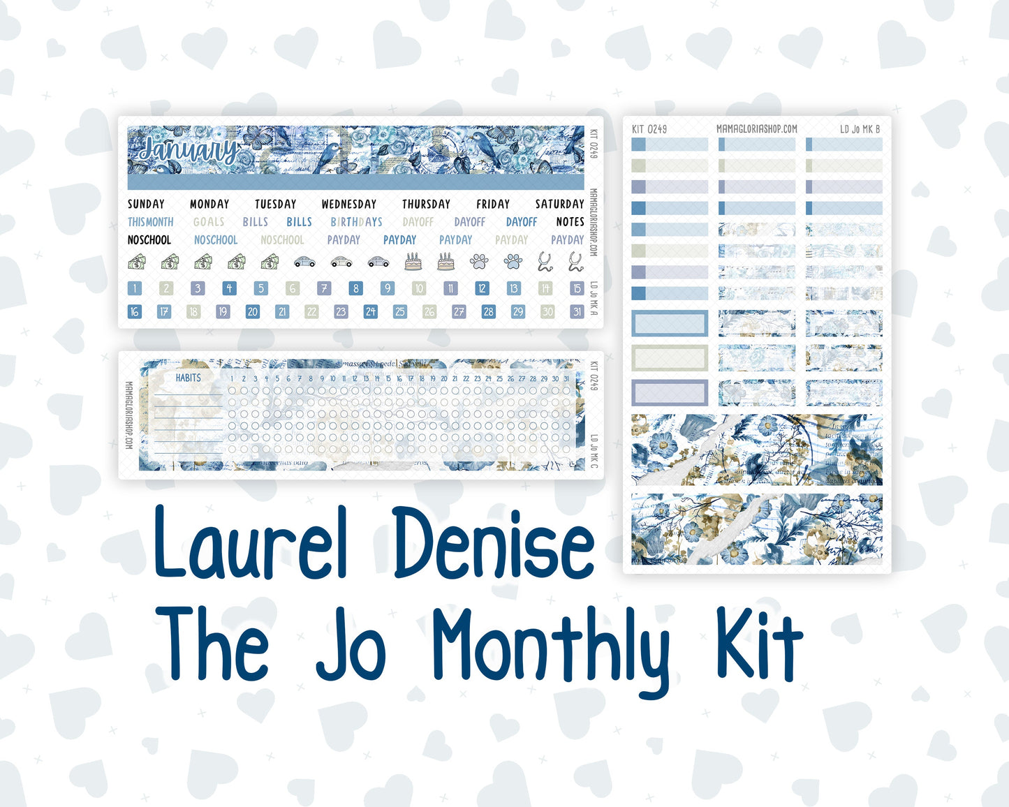 Kit 0249 - Laurel Denise The Jo Planner - Monthly Kit - January - Icy Lace