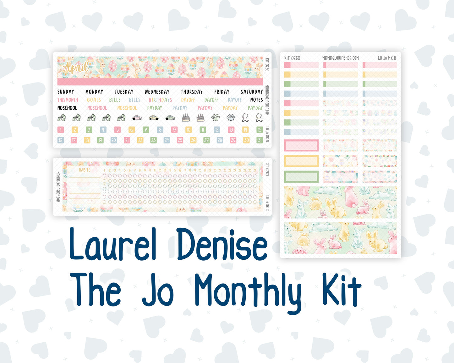 Kit 0260 - Laurel Denise The Jo Planner - Monthly Kit - April - Pastel Egg Hunt