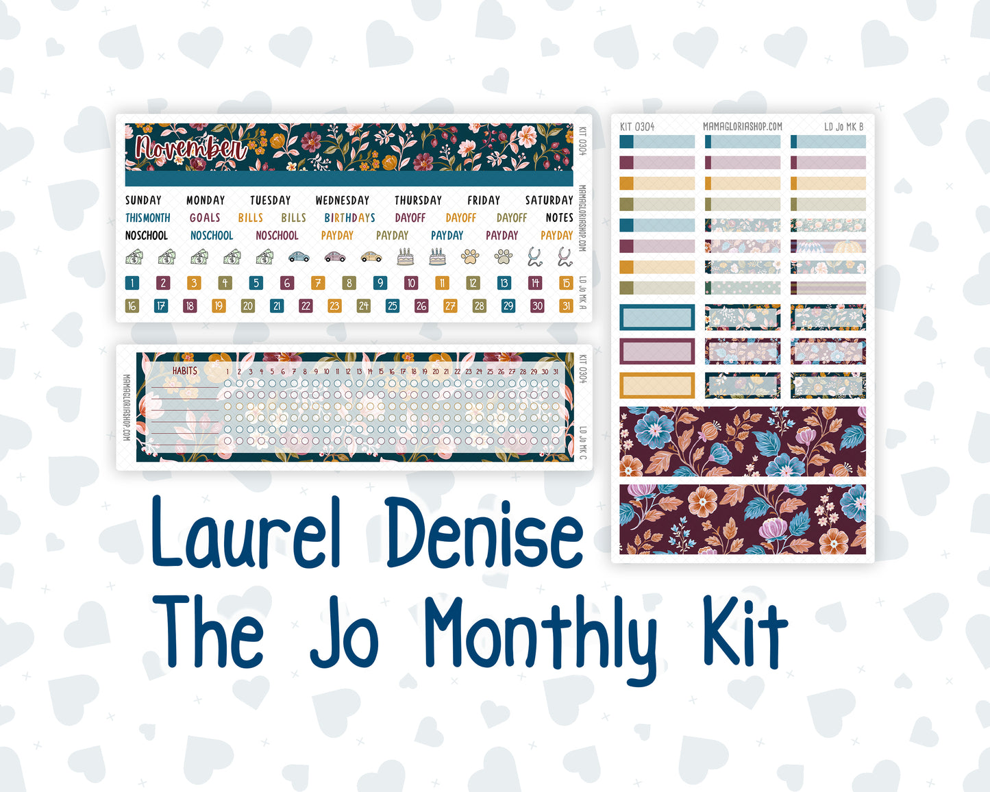 Kit 0304 - Laurel Denise The Jo Planner - Monthly Kit - November - Autumn In Bloom