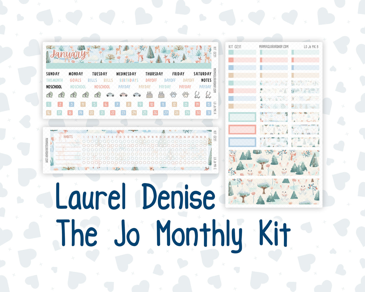 Kit 0251 - Laurel Denise The Jo Planner - Monthly Kit - January - Pine & Paws