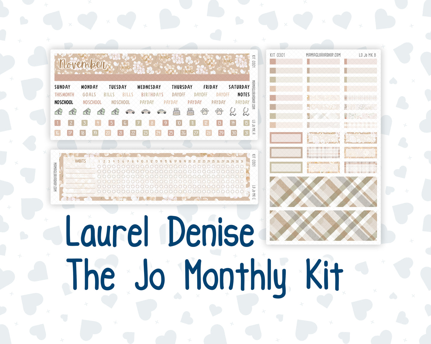 Kit 0301 - Laurel Denise The Jo Planner - Monthly Kit - November - Sunday Comfort