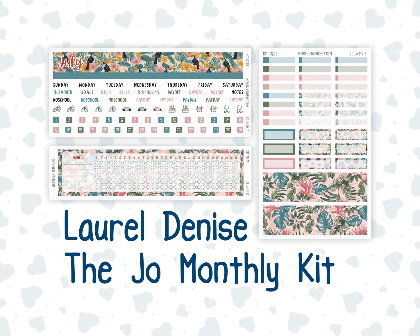 Kit 0275 - Laurel Denise The Jo Planner - Monthly Kit - July - Tropical Safari Blush