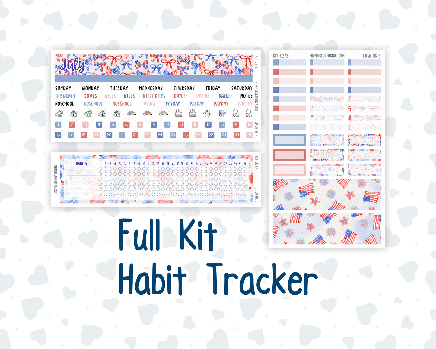 Kit 0273 - Laurel Denise The Jo Planner - Monthly Kit - July - Americana In Bloom