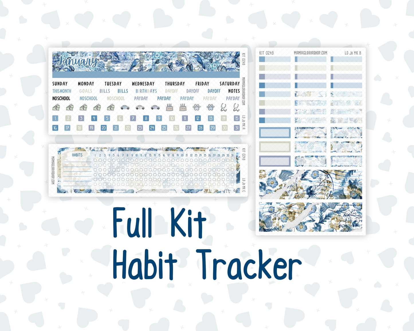 Kit 0249 - Laurel Denise The Jo Planner - Monthly Kit - January - Icy Lace