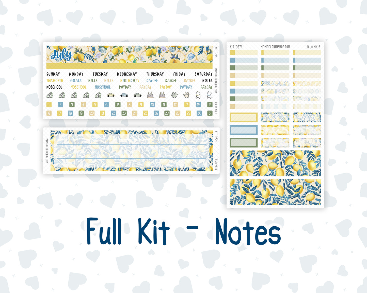 Kit 0274 - Laurel Denise The Jo Planner - Monthly Kit - July - Sunny Lemon Shore