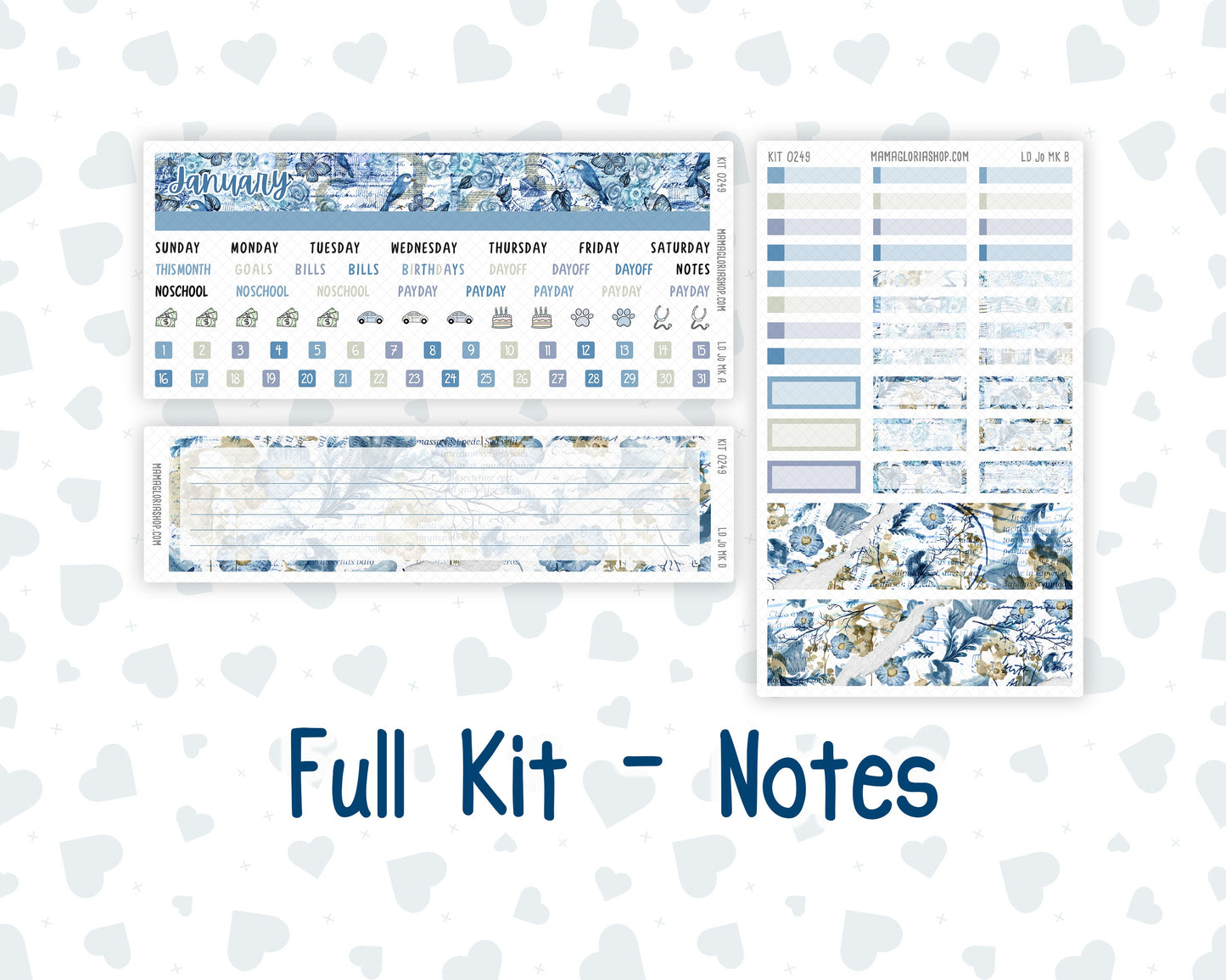 Kit 0249 - Laurel Denise The Jo Planner - Monthly Kit - January - Icy Lace