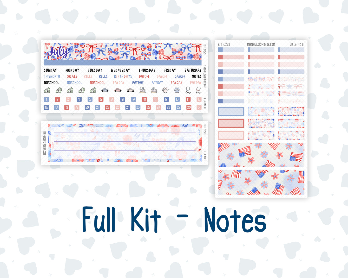 Kit 0273 - Laurel Denise The Jo Planner - Monthly Kit - July - Americana In Bloom