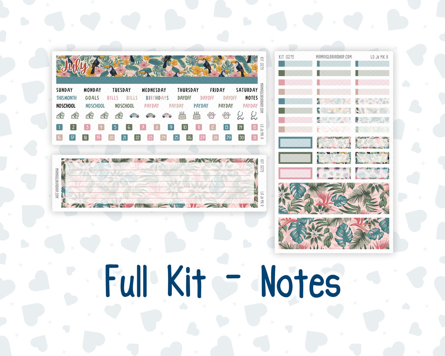 Kit 0275 - Laurel Denise The Jo Planner - Monthly Kit - July - Tropical Safari Blush