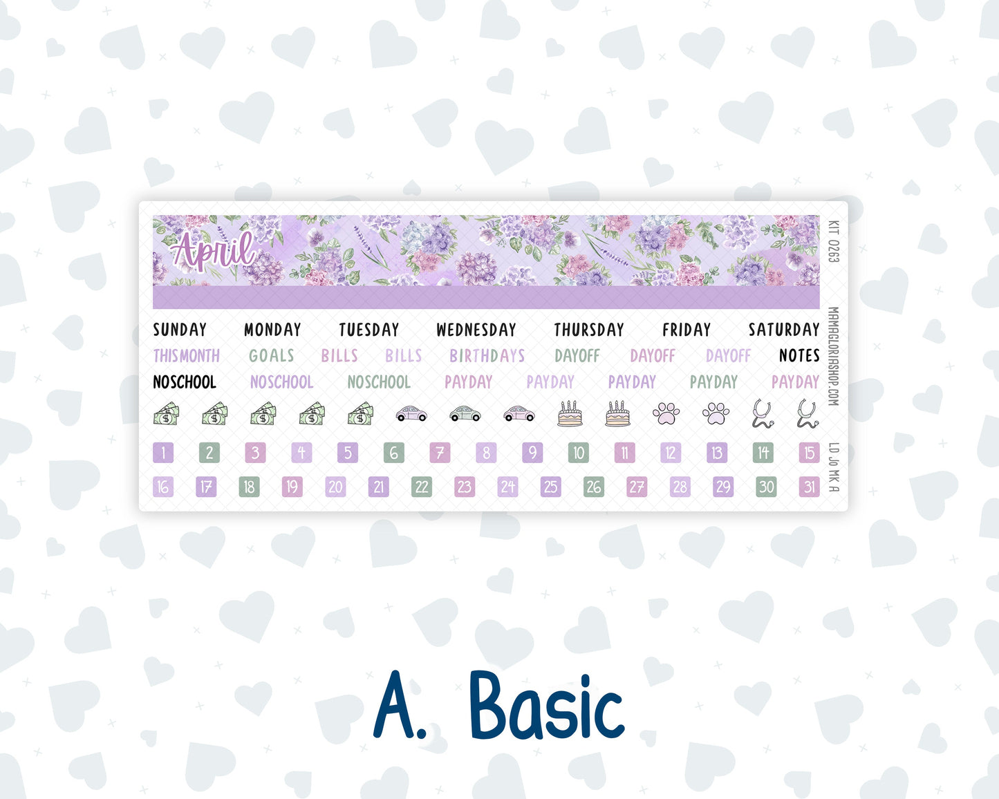 Kit 0263 - Laurel Denise The Jo Planner - Monthly Kit - April - Lavender Drift