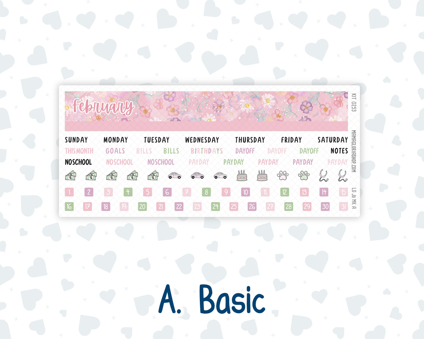 Kit 0253 - Laurel Denise The Jo Planner - Monthly Kit - February - Rosy Daydreams