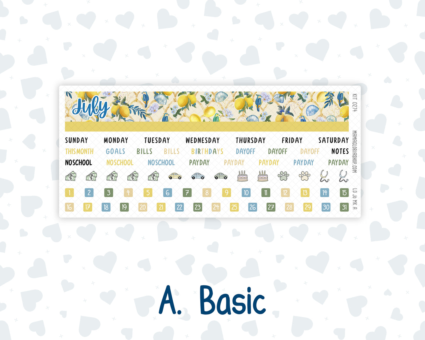 Kit 0274 - Laurel Denise The Jo Planner - Monthly Kit - July - Sunny Lemon Shore
