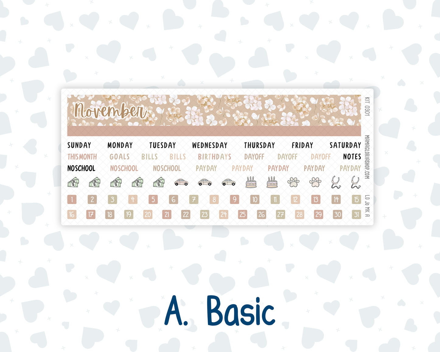 Kit 0301 - Laurel Denise The Jo Planner - Monthly Kit - November - Sunday Comfort