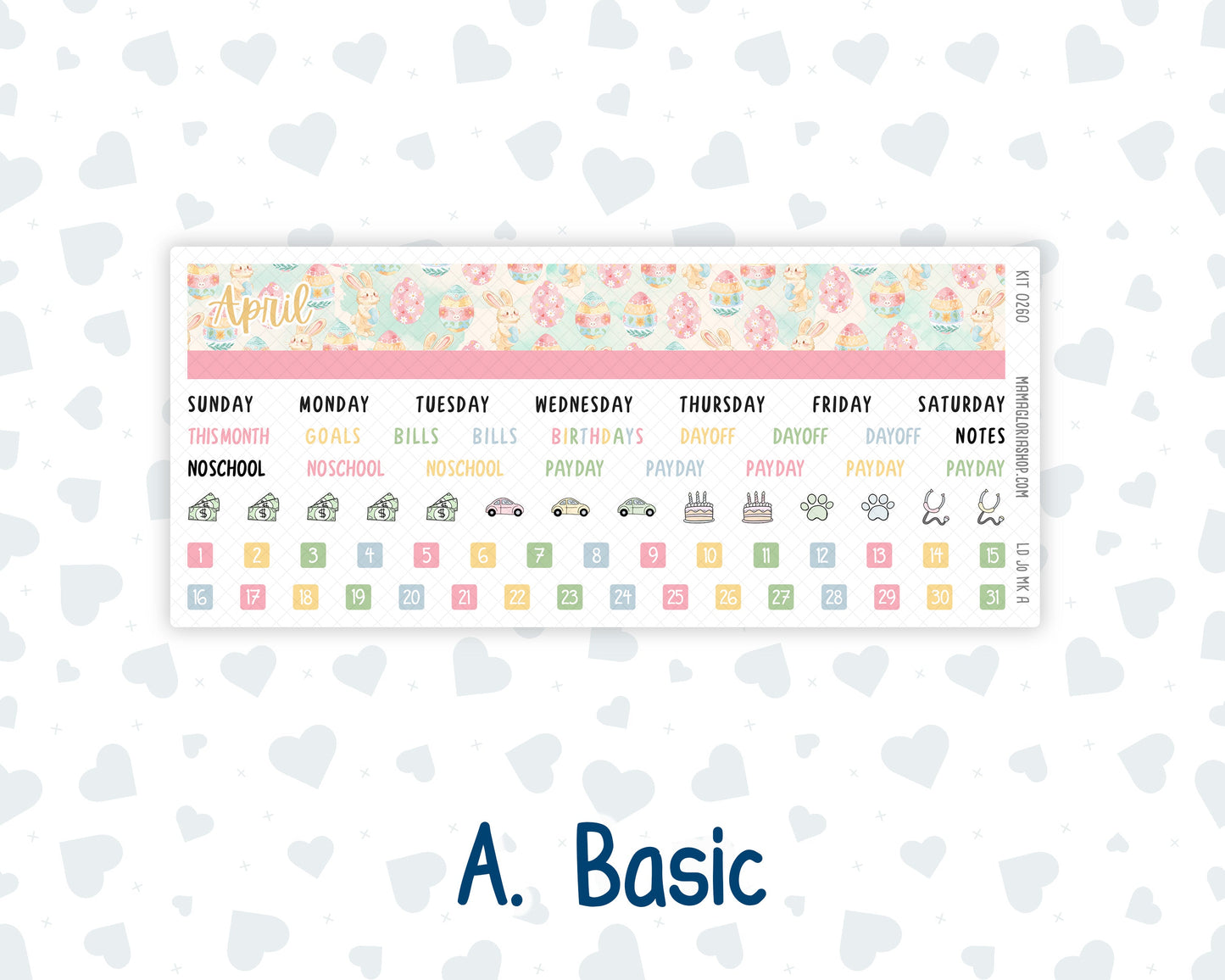 Kit 0260 - Laurel Denise The Jo Planner - Monthly Kit - April - Pastel Egg Hunt