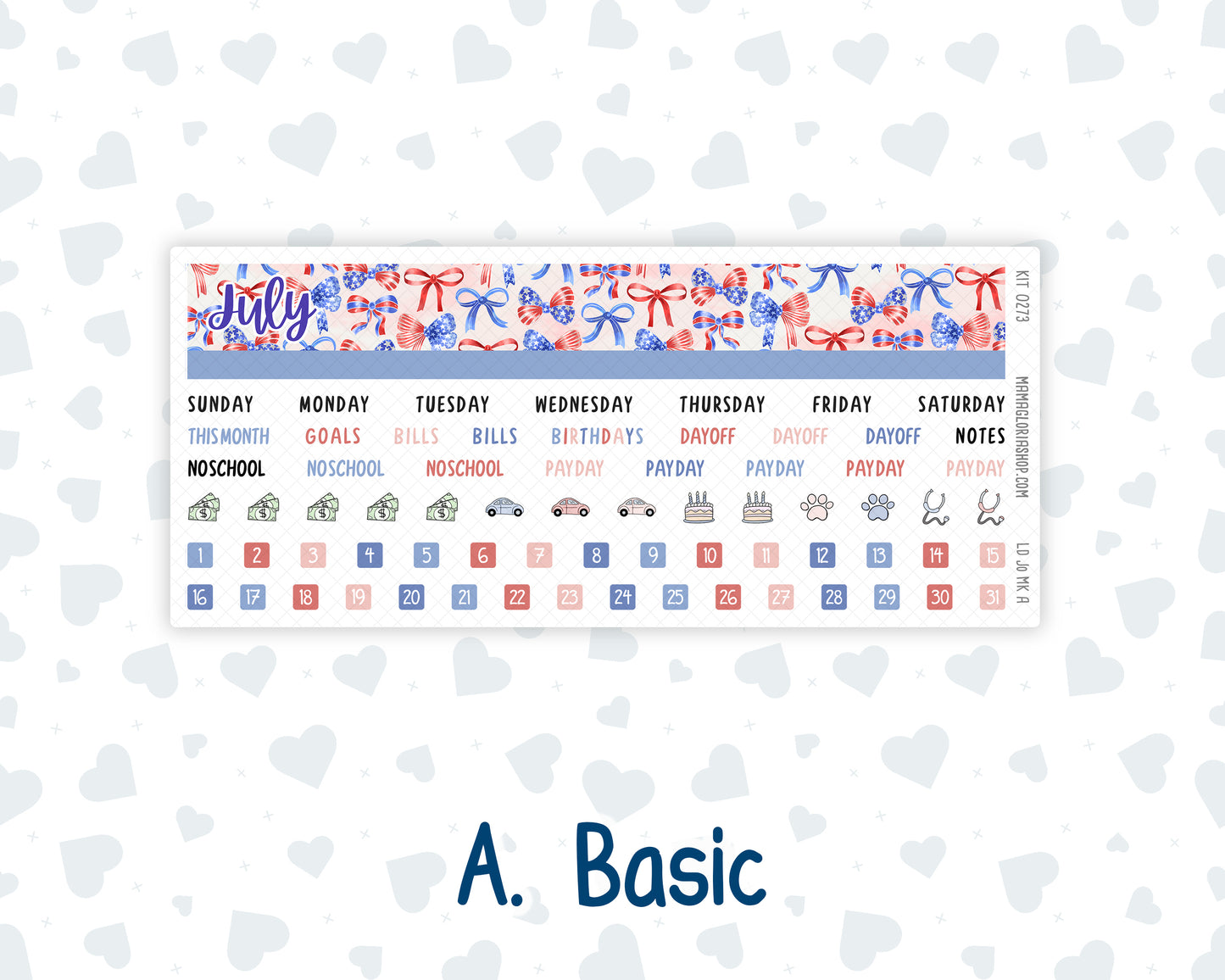Kit 0273 - Laurel Denise The Jo Planner - Monthly Kit - July - Americana In Bloom