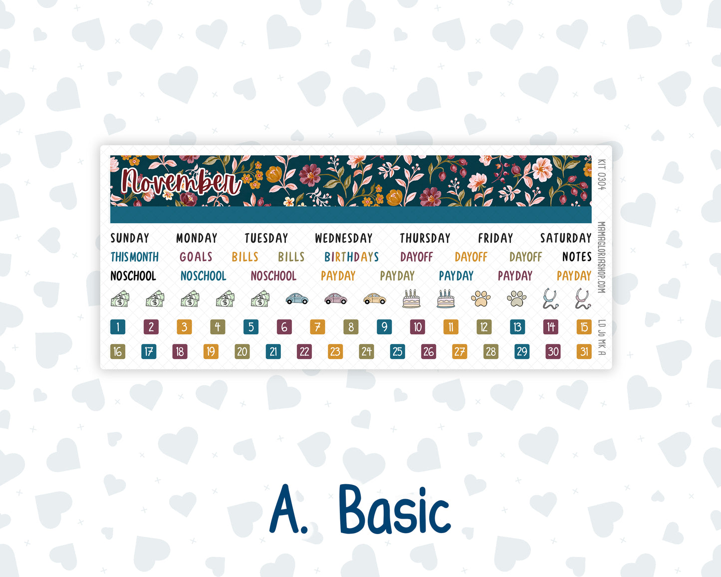 Kit 0304 - Laurel Denise The Jo Planner - Monthly Kit - November - Autumn In Bloom