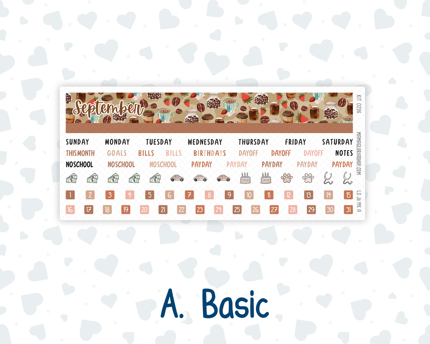 Kit 0296 - Laurel Denise The Jo Planner - Monthly Kit - September - Coffee Break