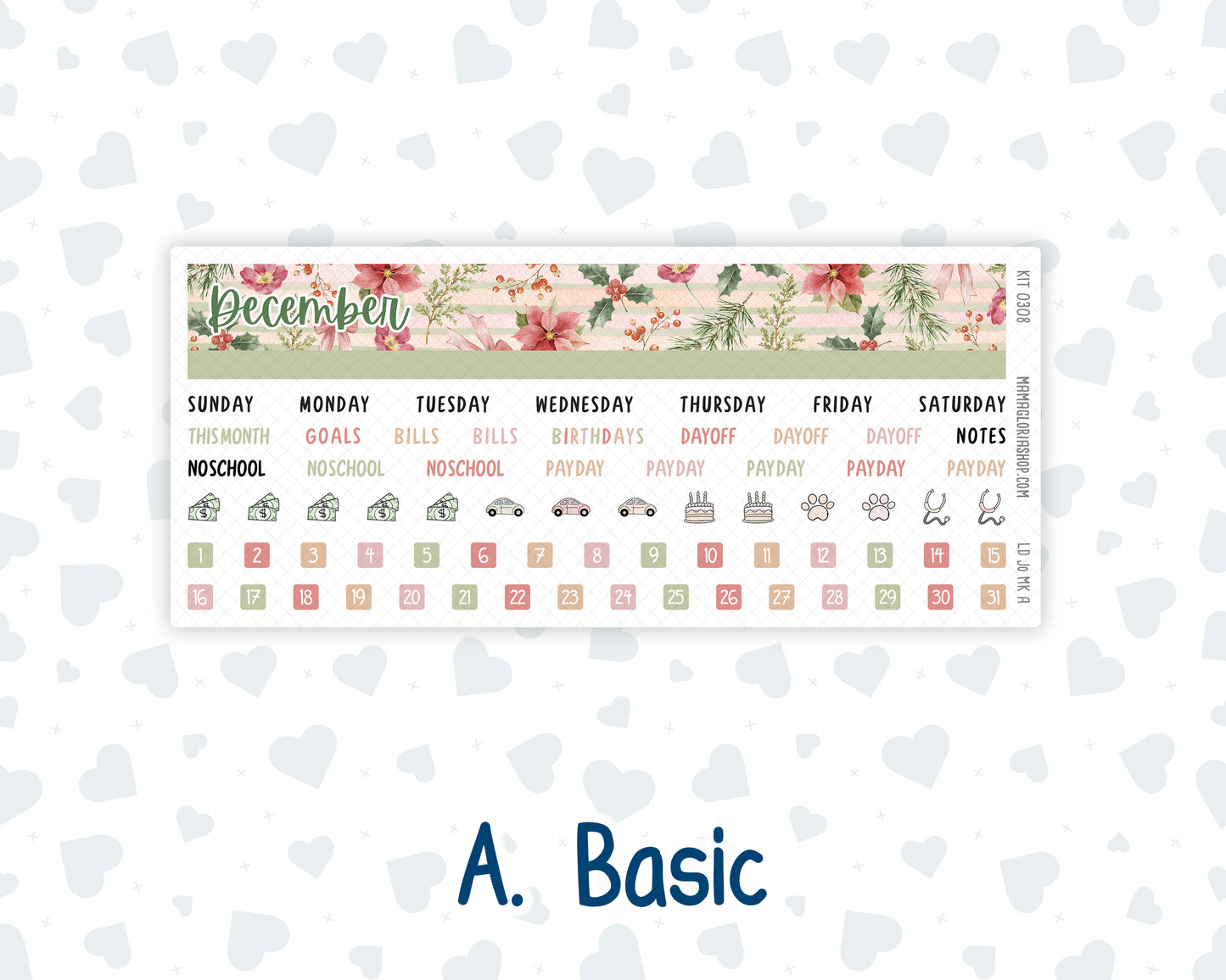 Kit 0308 - Laurel Denise The Jo Planner - Monthly Kit - December - Knit & Holly