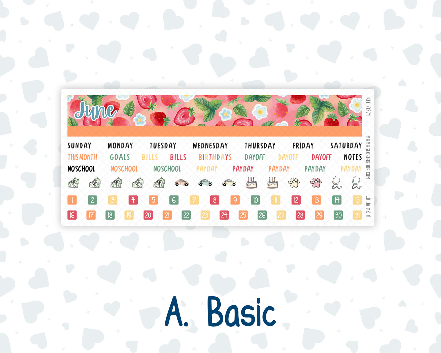 Kit 0271 - Laurel Denise The Jo Planner - Monthly Kit - June - Strawberry Shore