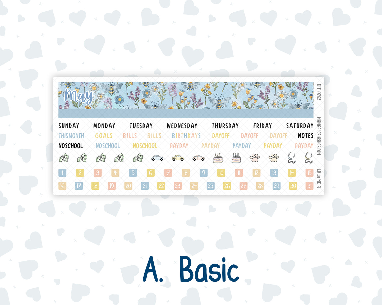 Kit 0265 - Laurel Denise The Jo Planner - Monthly Kit - May - Honeybee Sky