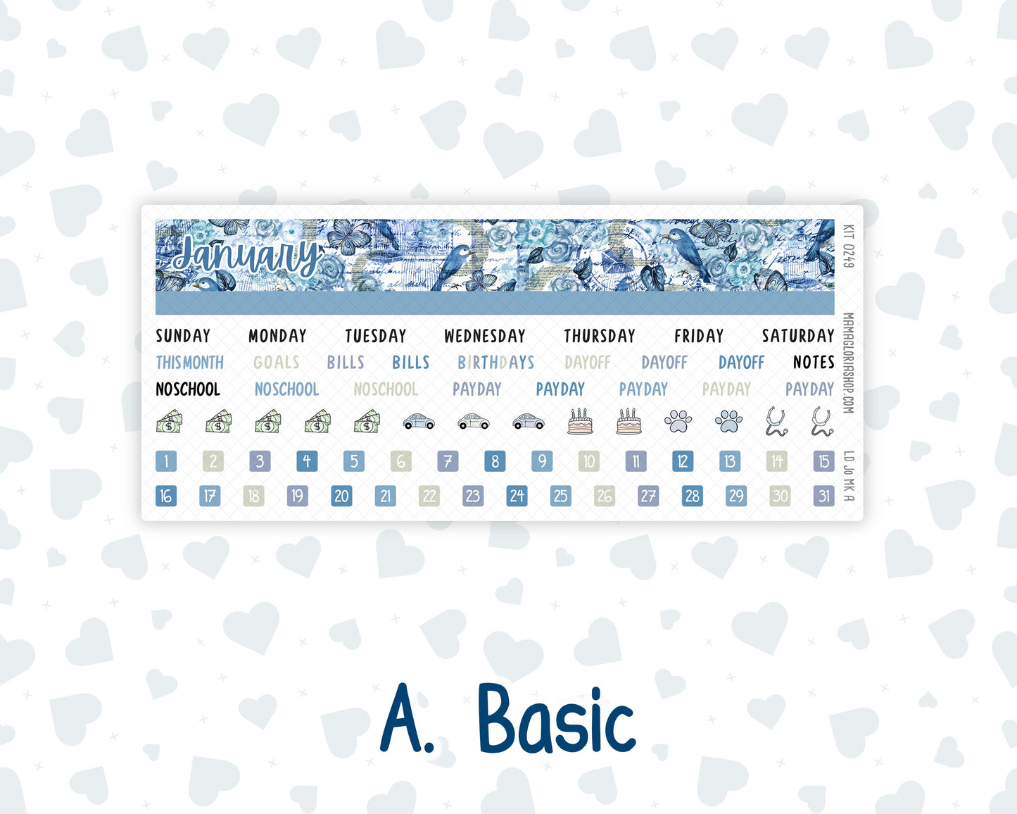 Kit 0249 - Laurel Denise The Jo Planner - Monthly Kit - January - Icy Lace