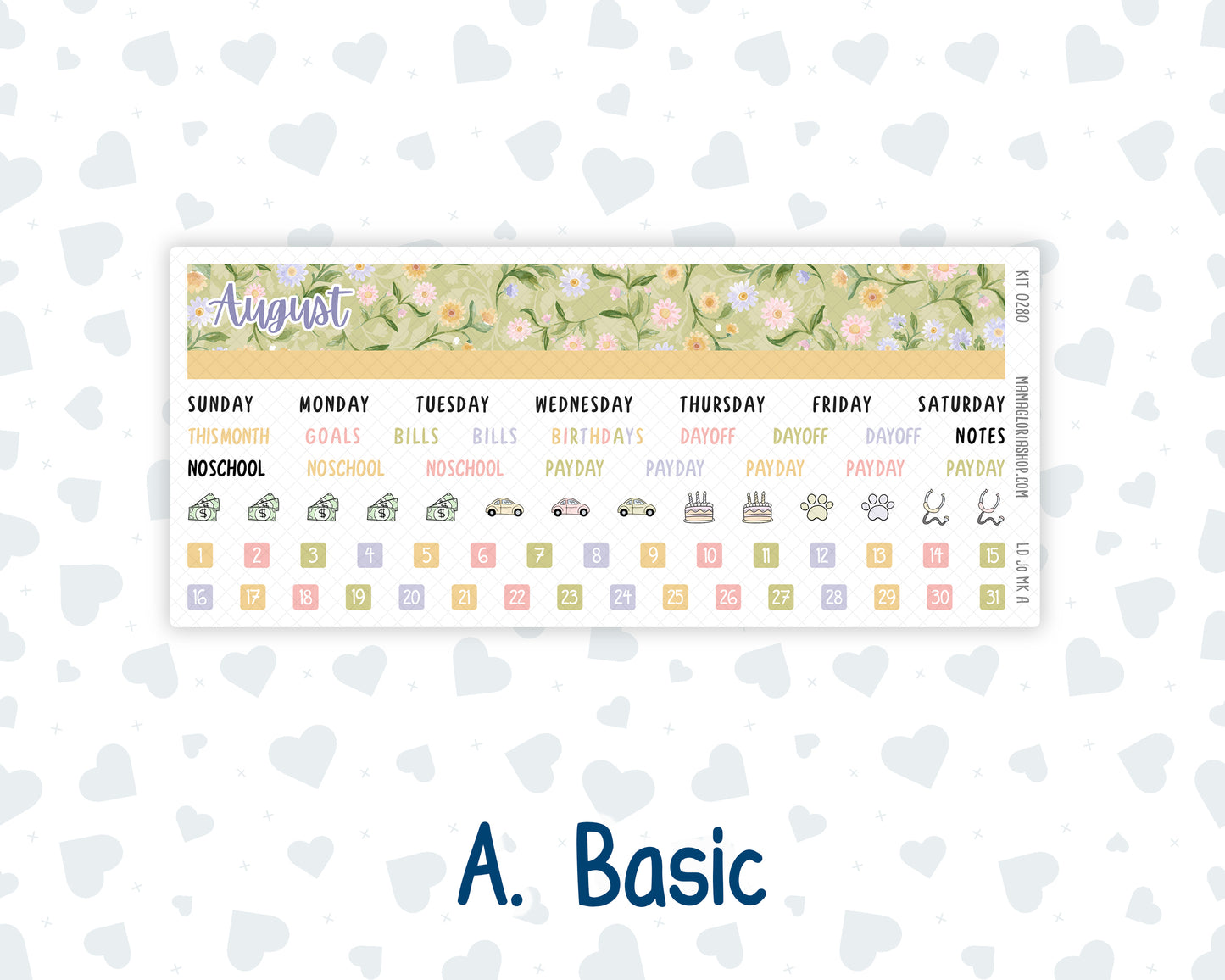 Kit 0280 - Laurel Denise The Jo Planner - Monthly Kit - Half Past Six In August