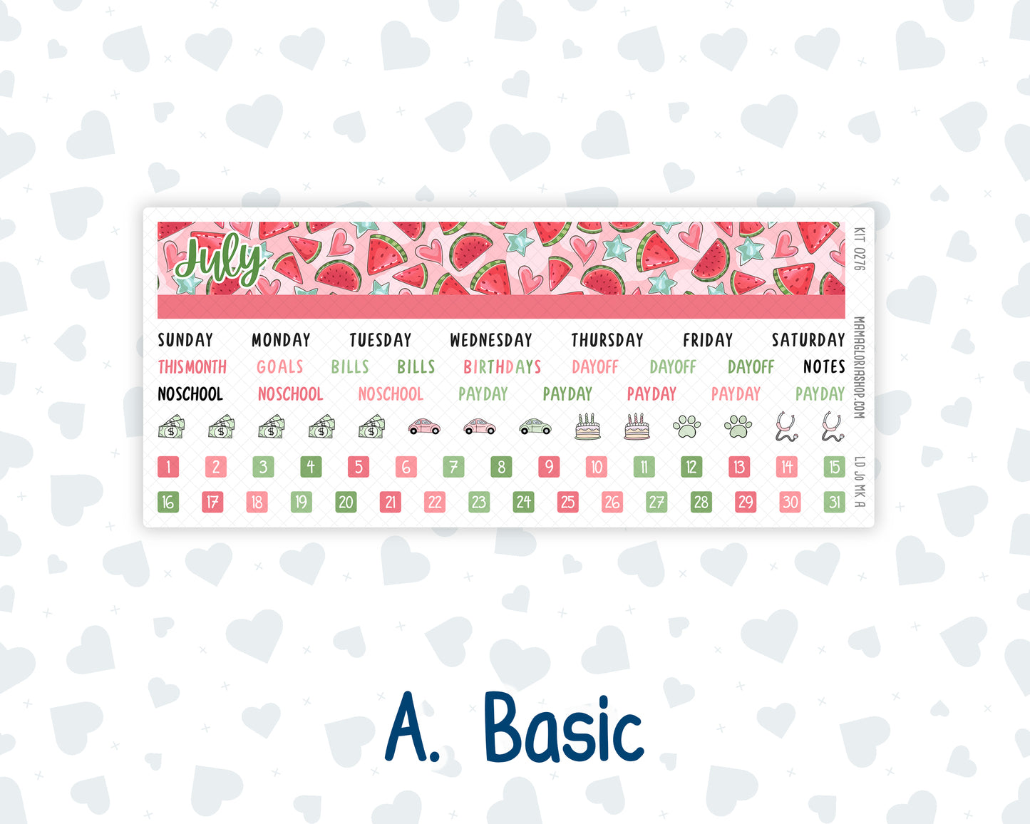 Kit 0276 - Laurel Denise The Jo Planner - Monthly Kit - July - Melon Crush