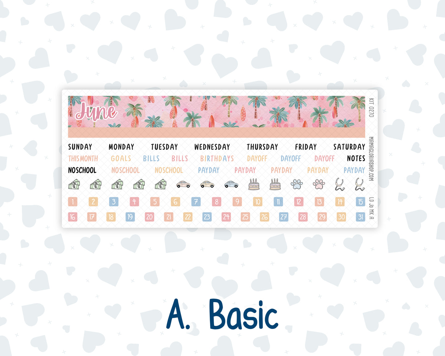 Kit 0270 - Laurel Denise The Jo Planner - Monthly Kit - June - Beachside Bliss