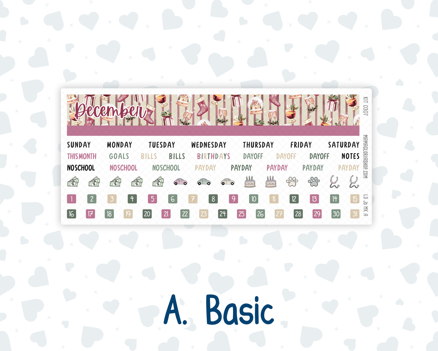 Kit 0307 - Laurel Denise The Jo Planner - Monthly Kit - December - Velvet Hearth