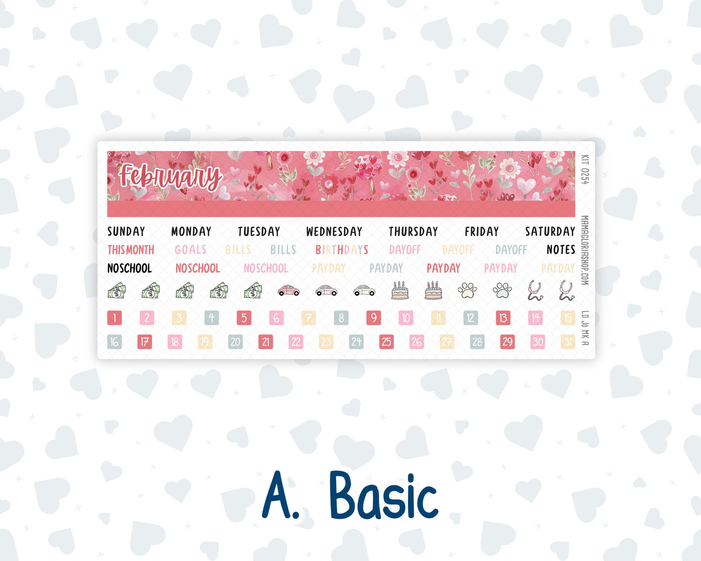 Kit 0254 - Laurel Denise The Jo Planner - Monthly Kit - February - Valentine Village