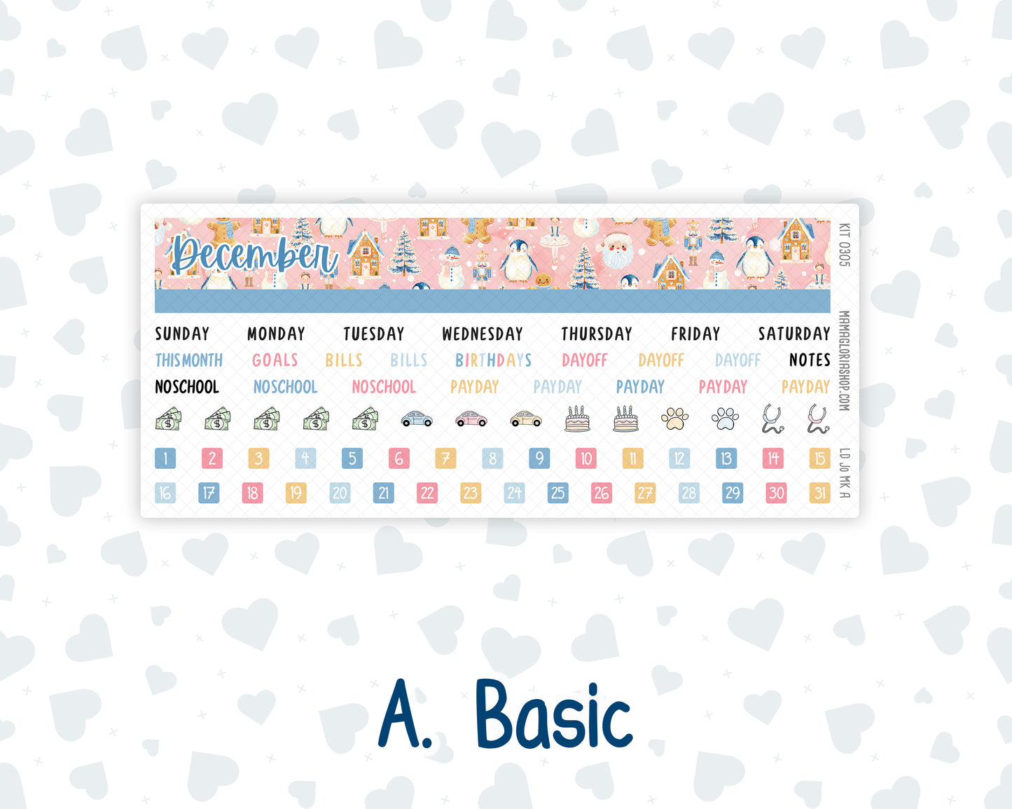 Kit 0305 - Laurel Denise The Jo Planner - Monthly Kit - December - Sugarplum Parade