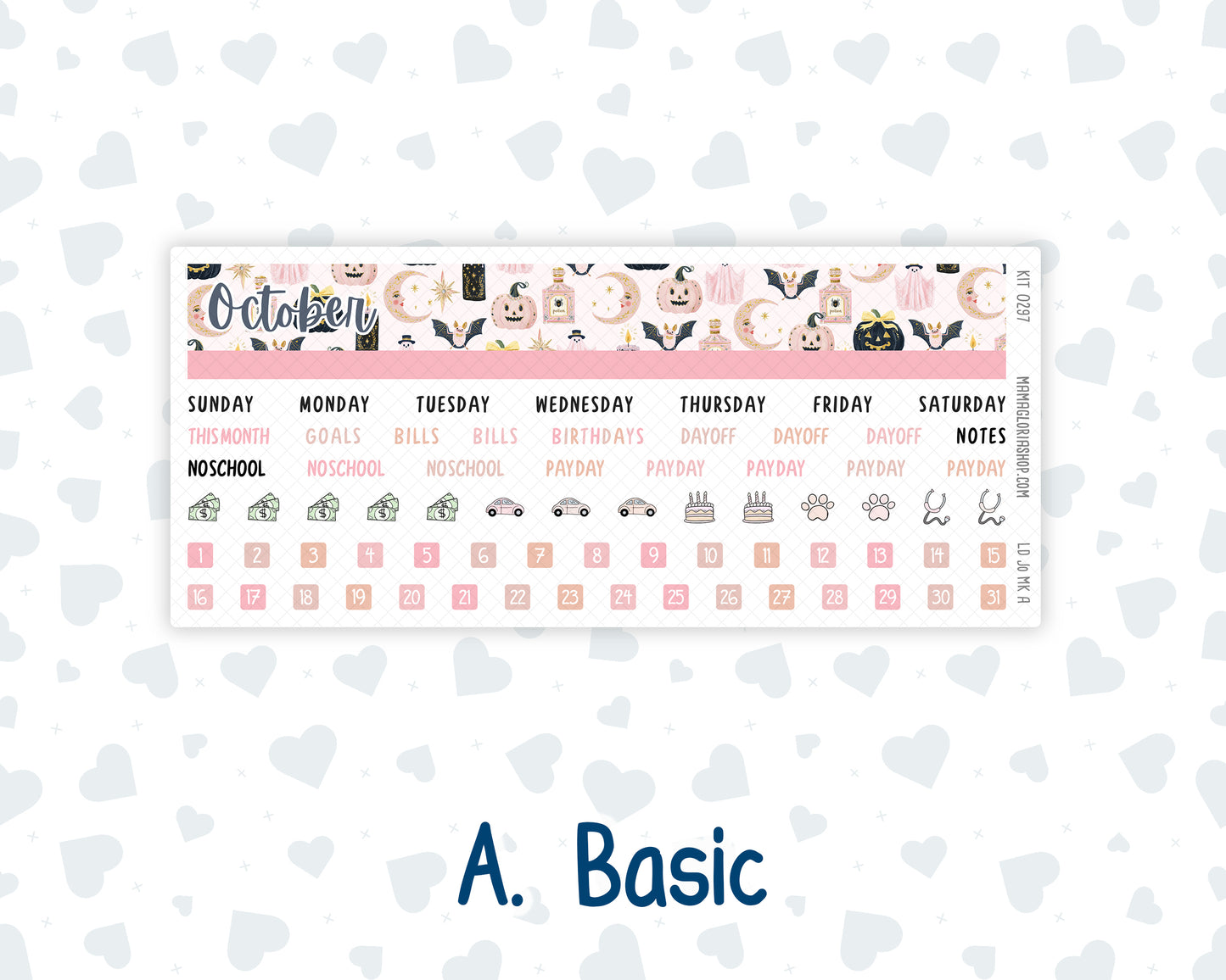Kit 0297 - Laurel Denise The Jo Planner - Monthly Kit - October - Pink Spell