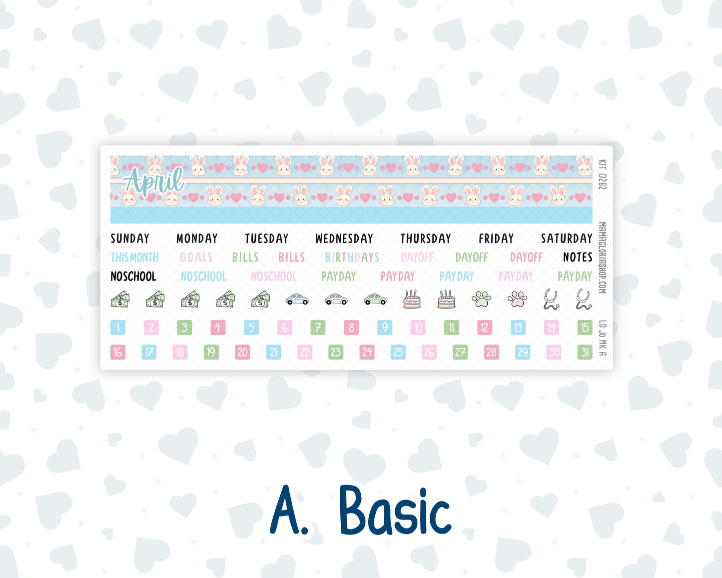 Kit 0262 - Laurel Denise The Jo Planner - Monthly Kit - April - Spring Puffs
