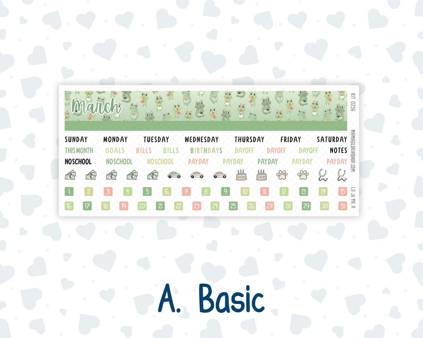 Kit 0256 - Laurel Denise The Jo Planner - Monthly Kit - March - Froggy Luck