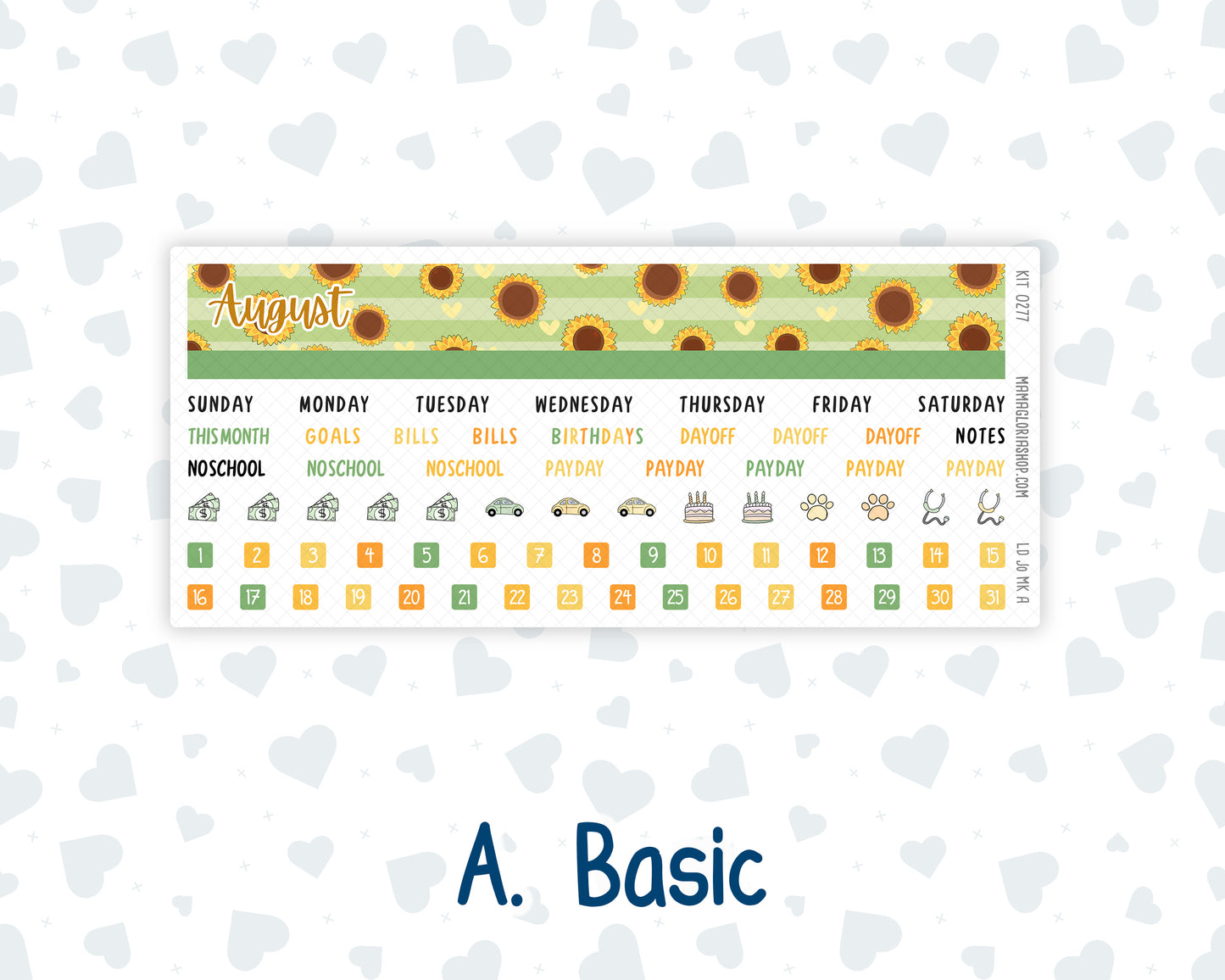 Kit 0277 - Laurel Denise The Jo Planner - Monthly Kit - August - Sunflower Drama Club