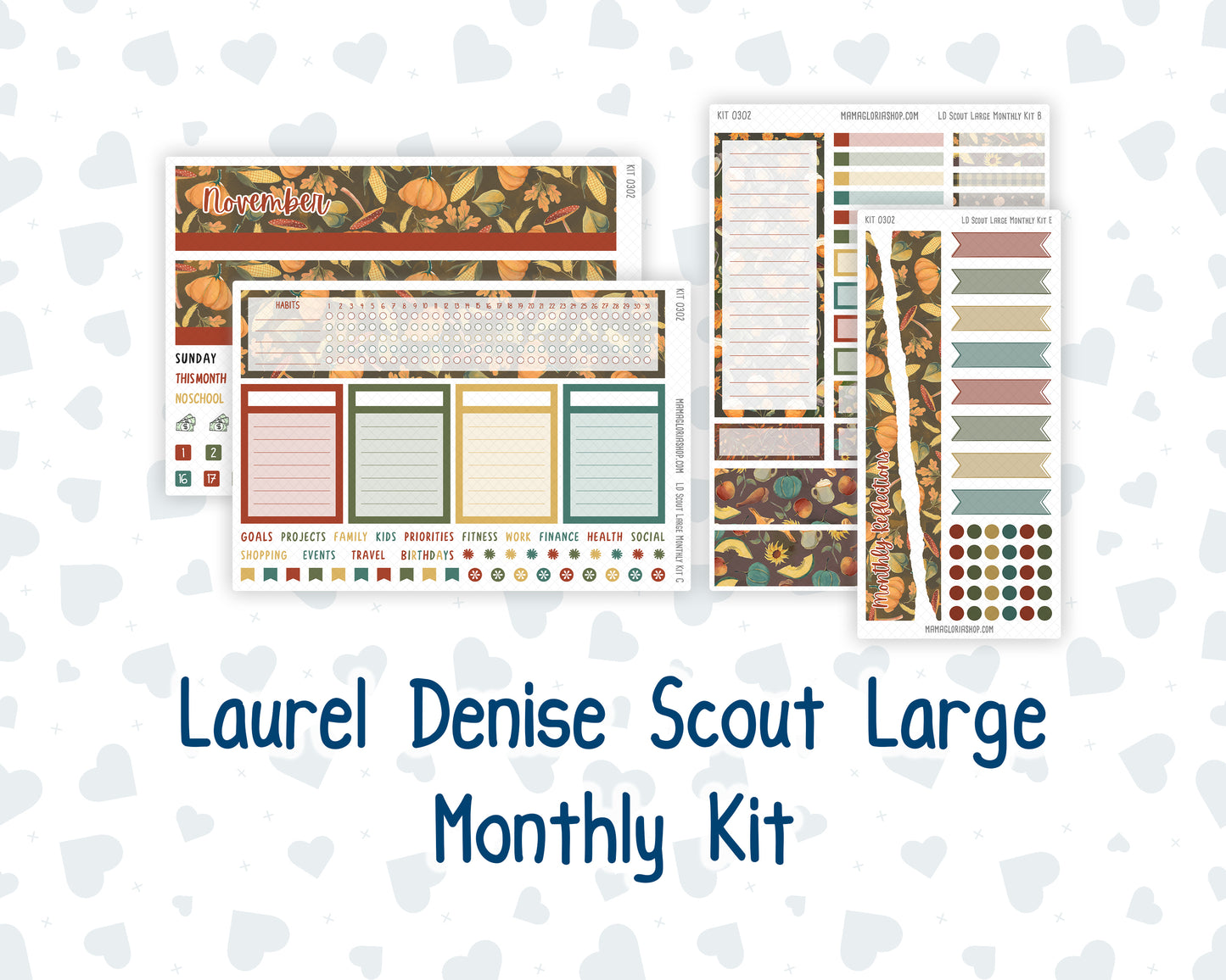Kit 0302 - Laurel Denise The Scout Planner Large - Monthly Kit - November - Thankful Season