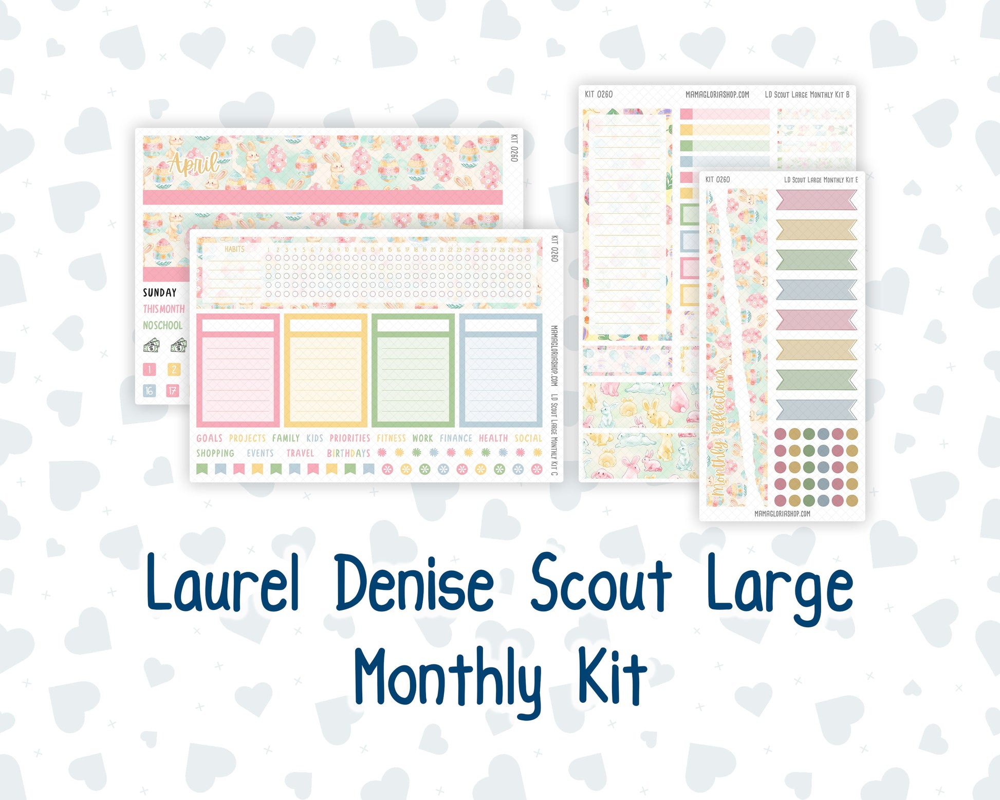 Kit 0260 - Laurel Denise The Scout Planner Large - Monthly Kit - April - Pastel Egg Hunt