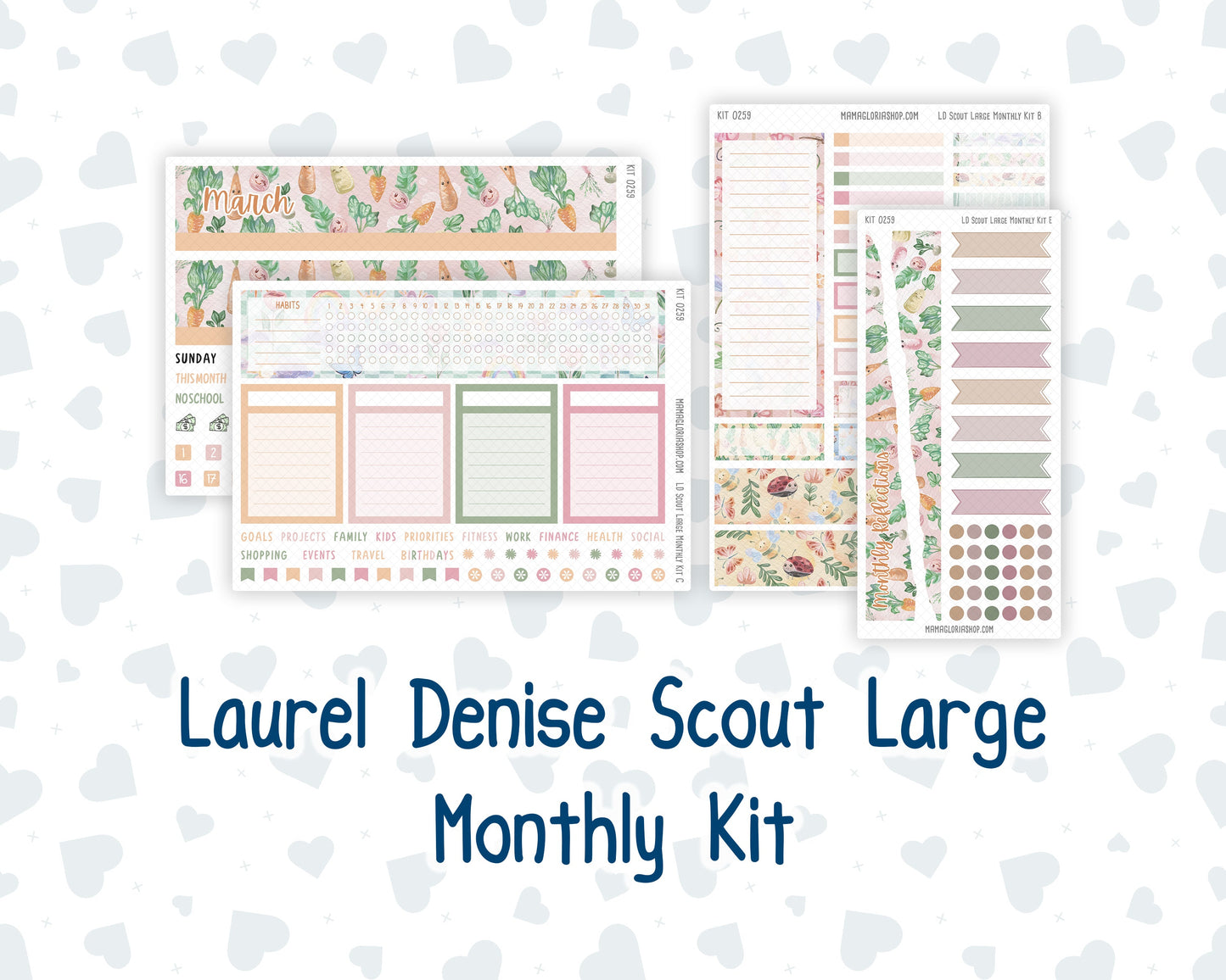 Kit 0259 - Laurel Denise The Scout Planner Large - Monthly Kit - March - Spring Garden Chores